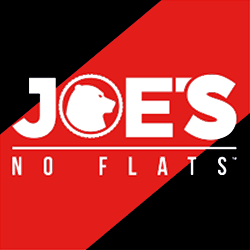 Joe's No-Flats logo with the company name in a distinctive font and a bicycle wheel icon incorporated into the letter "O."